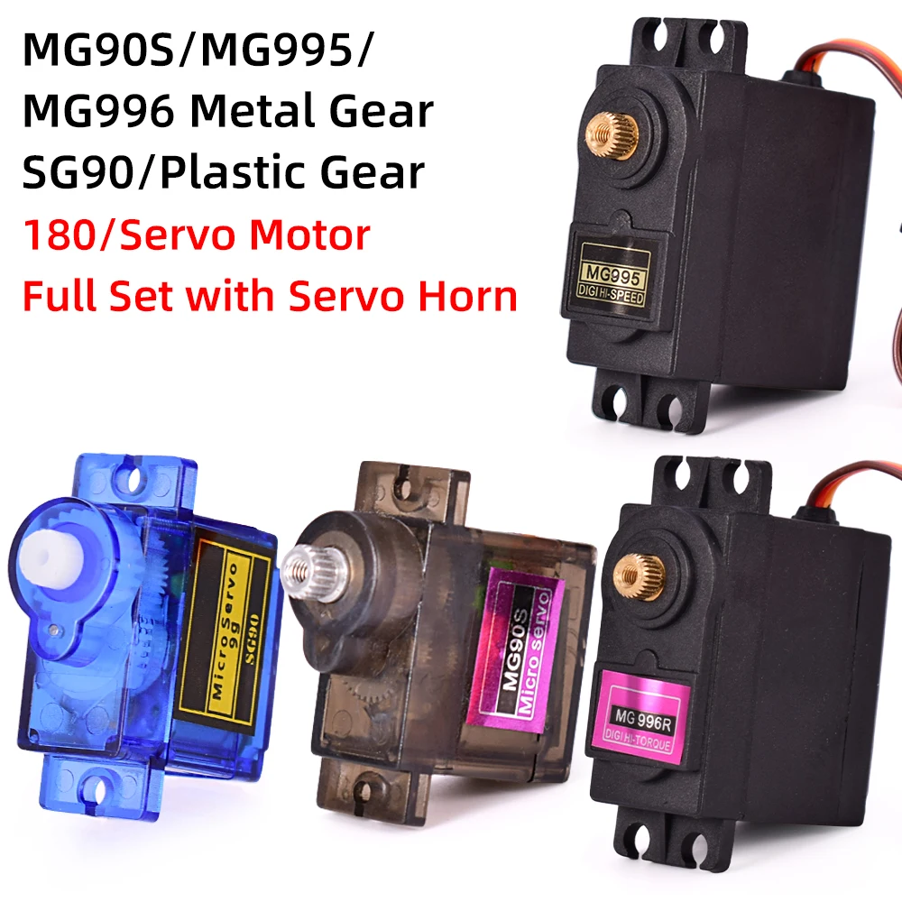 MG995 MG996r SG90 9g MG90s Metall/Kunststoff-Getriebe 180 Grad Micro Servo Motor Set für RC Flugzeug