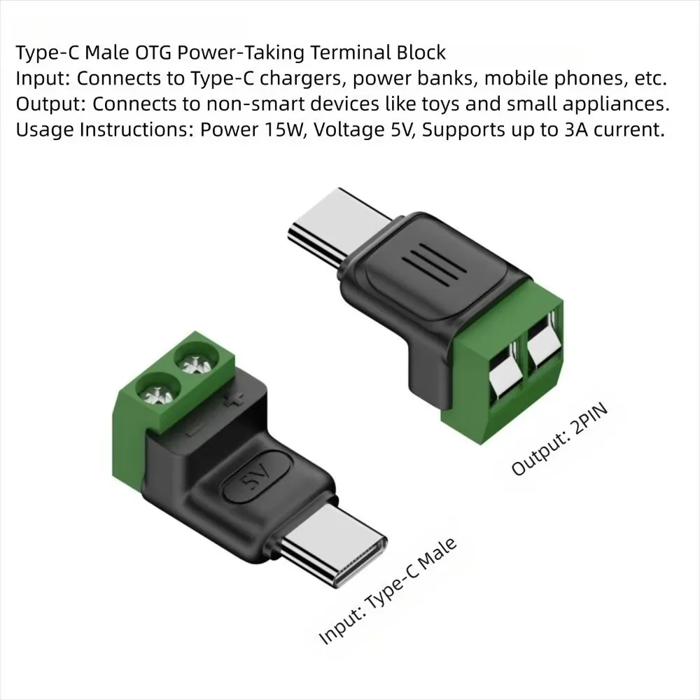5V Crimp-Klemmenblock, grüner Datenübertragungs-Ladeanschluss, 5V lötfreier Stecker, USB-C