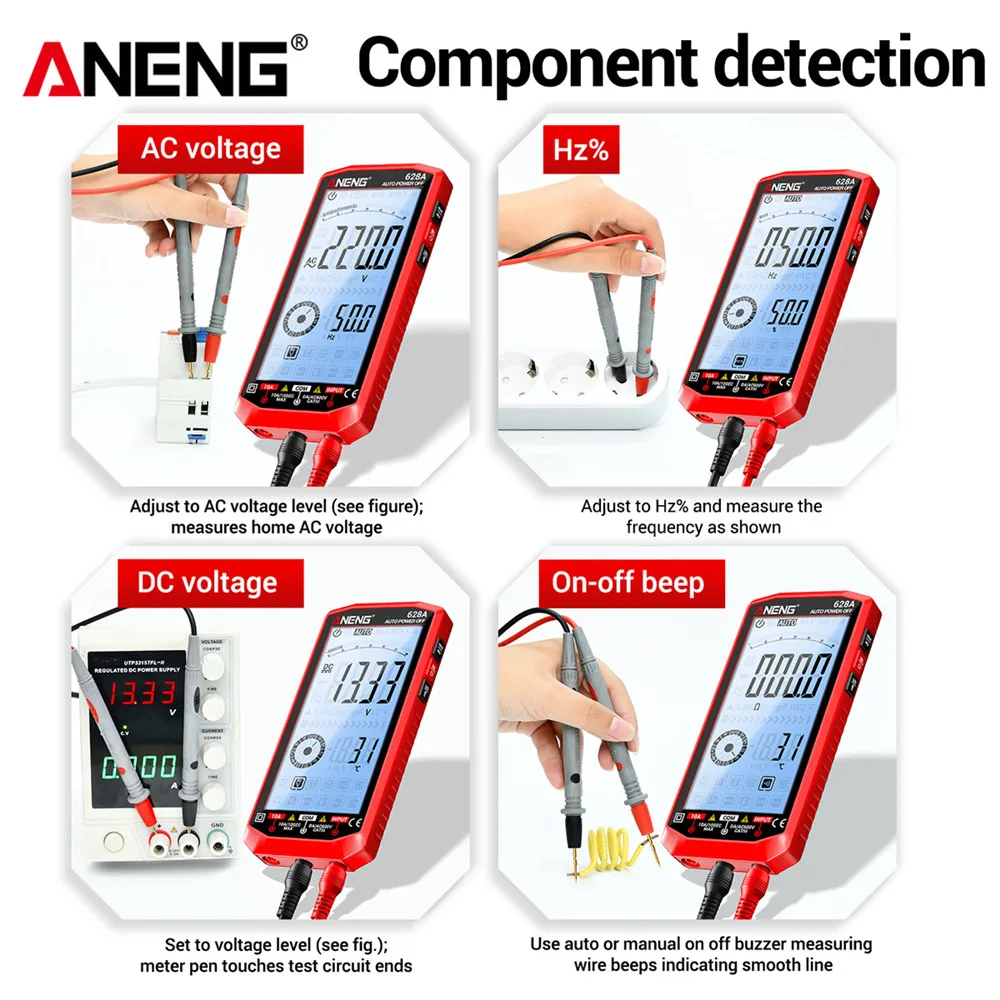 Digitales Multimeter ANENG 628A, hochauflösender Bildschirm – Bild 6