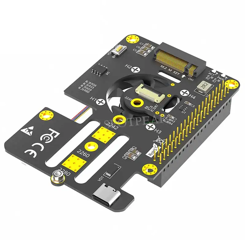 Raspberry Pi 5 PCIe zu M.2 NVMe SSD Hut 3in1 mit Lüfter 2230 2242 2280 – Bild 4