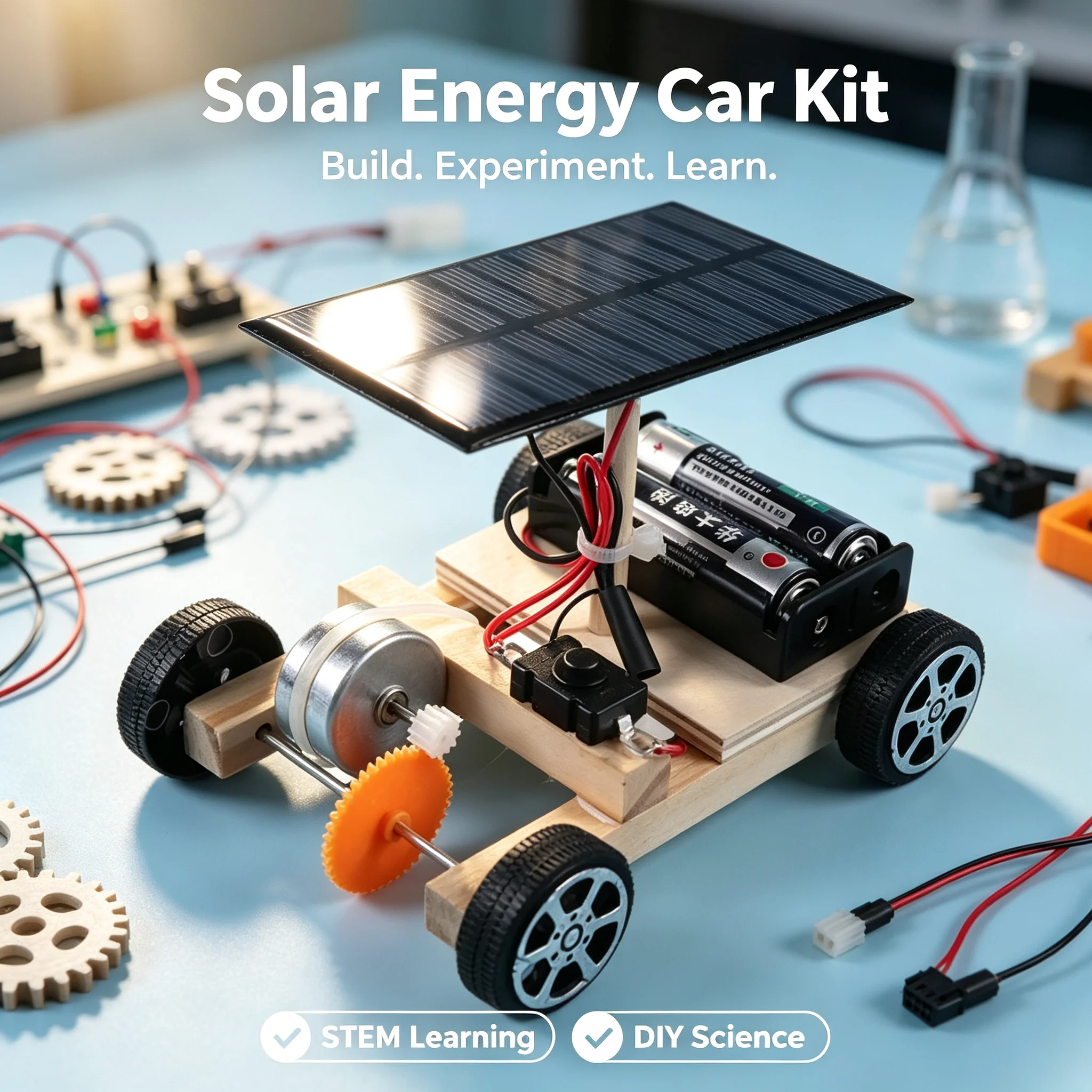 DIY Solar-Elektrofahrzeug Wissenschaftliches Lehrmittel Montage-Puzzle STEM-Bildungsmodell Kreative Erfindung