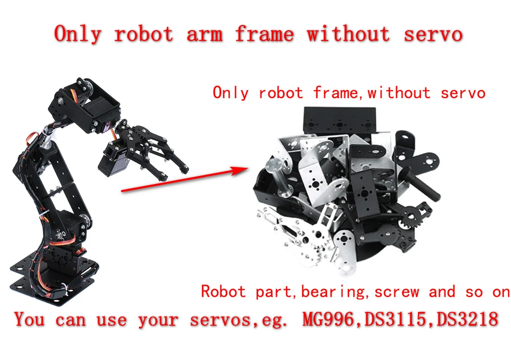 Roboterarm-Rahmen-Kit MG996 6 Dof Programmierbarer Roboterarm DIY-Kit – Bild 2