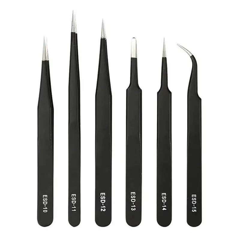 ESD-10 bis 15 Präzisionspinzetten-Set, 6-teilig, antistatisch – Bild 2