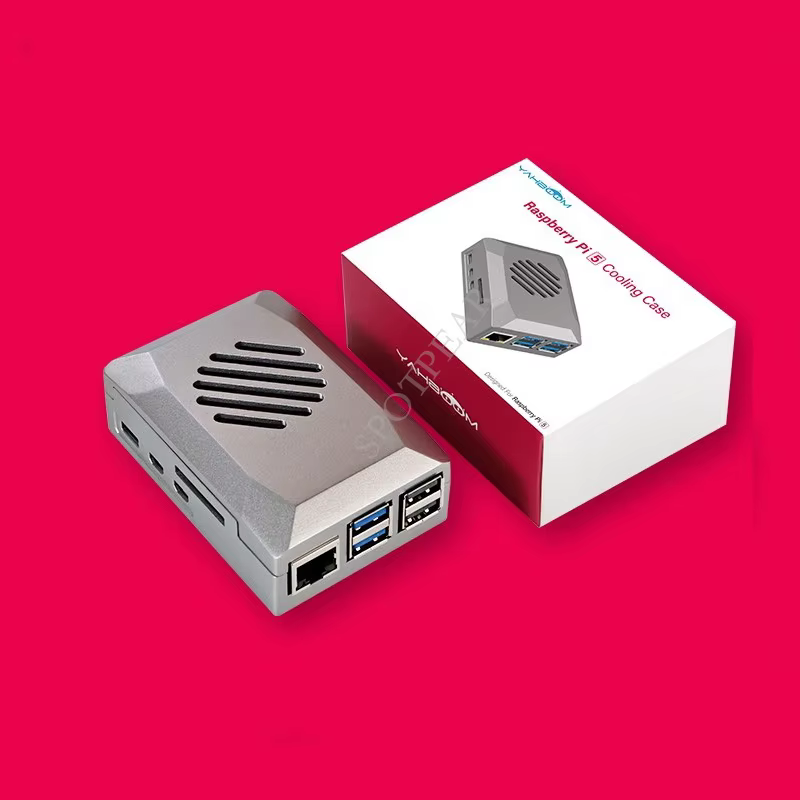 Raspberry Pi 5 ABS Silver-Shadow Case Kühl-PWM-Lüfter für Pi5 Besser als rot-weißes Gehäuse