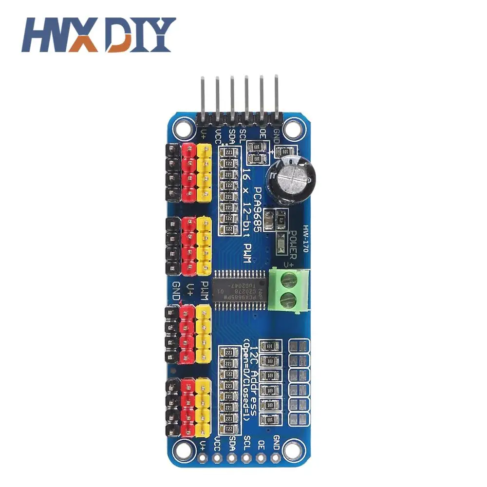 PCA9685 16-Kanal 12-Bit-PWM-Servomotortreiber I2C-Modul Roboter – Bild 4