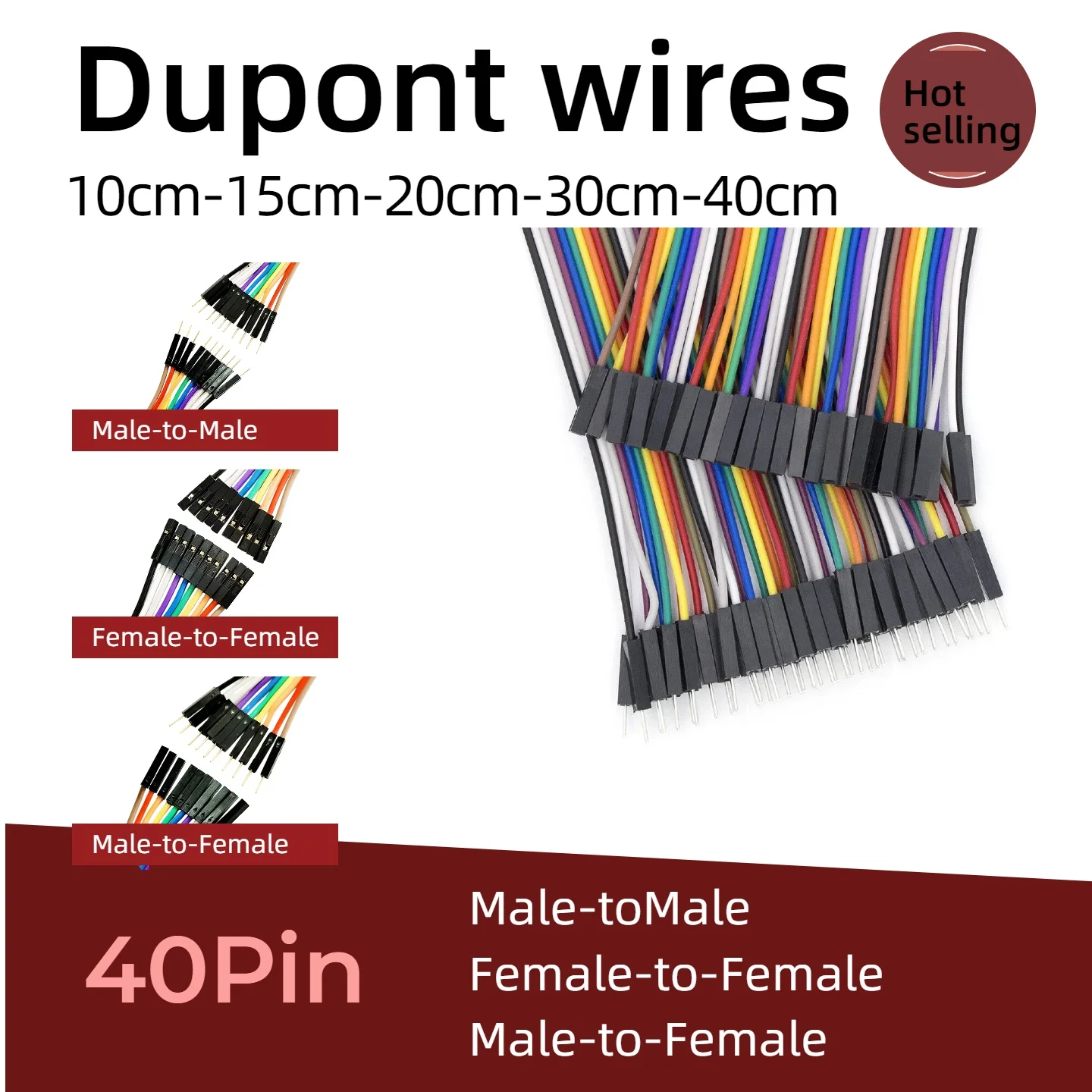 Dupont Line 10 cm 20 cm 30 cm 40 Pin Stecker auf Stecker + Stecker – Bild 3