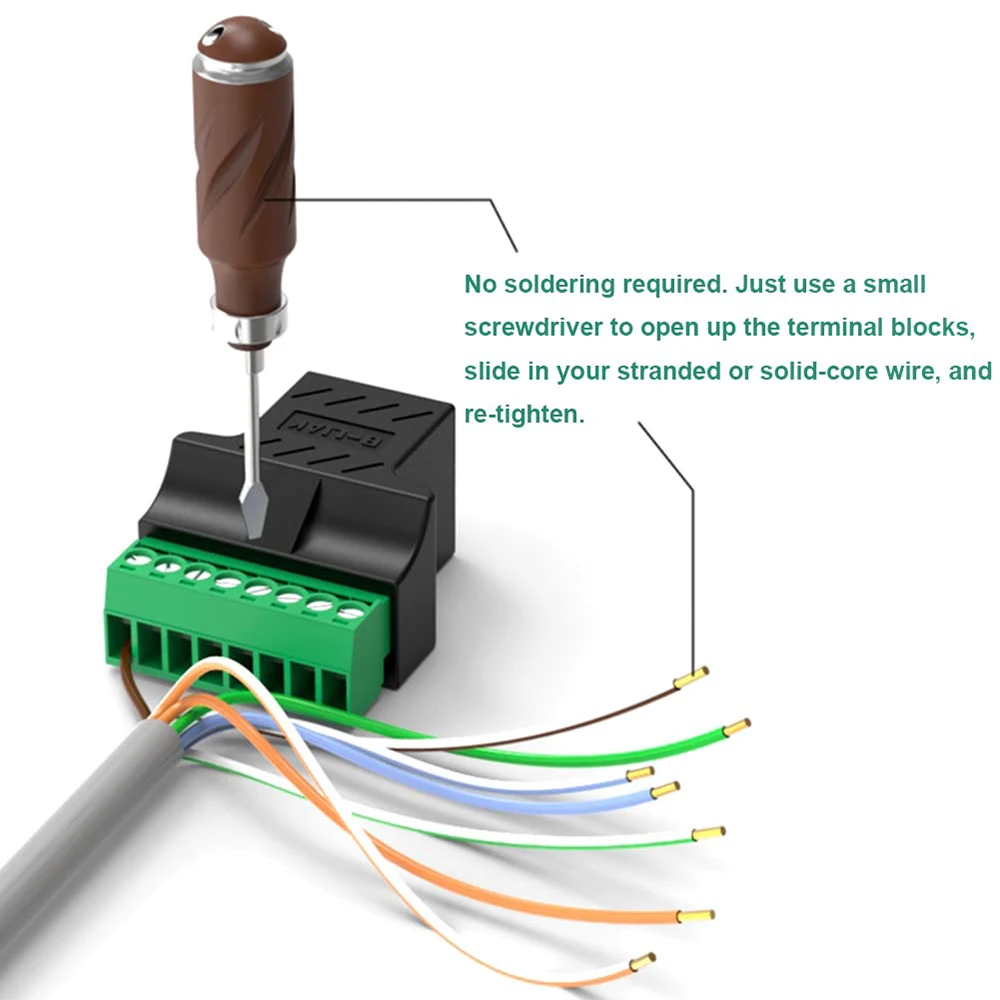 RJ45 Schraubklemmenadapter RJ45 8P8C Breakout-Board Stecker Buchse – Bild 4