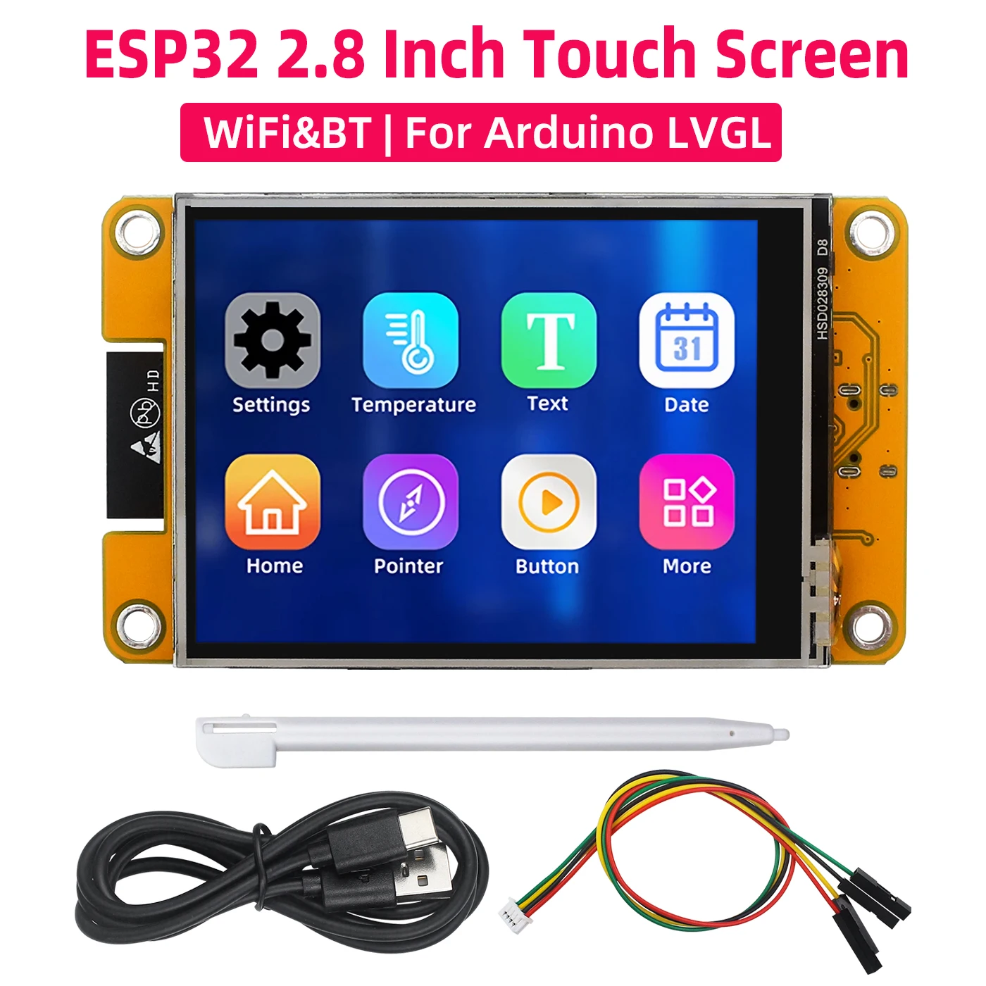 ESP32 Entwicklungsboard 2,8 Zoll Touchscreen TFT LCD WiFi Bluetooth für Arduino LVGL 240*320 Smart Display