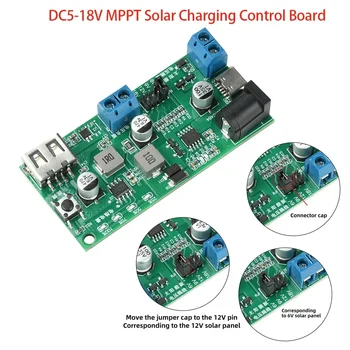 MPPT Solar-Ladereglerplatine DC5-18V 2.5A Solarpanel-Reglermodul Typ-C DC5V USB für 3.7V 18650