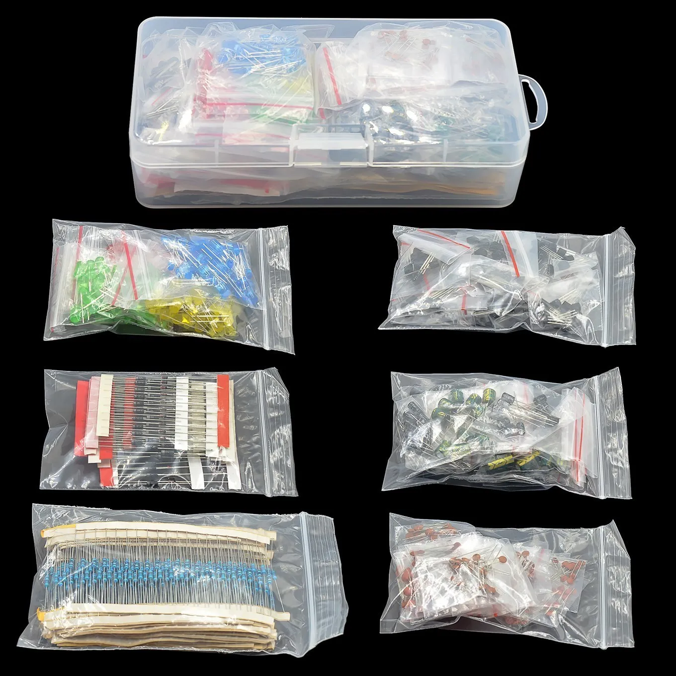 Elektronische Komponenten Kits Metallfilm Widerstand Sortiment Kit LED Dioden Elektrolytkondensator Keramik