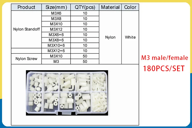 M2 M2,5 M3 M4 Schwarz Weiß Sechskant Nylon Abstandshalter Spalte PCB Motherboard Bolzen Kunststoff Abstand