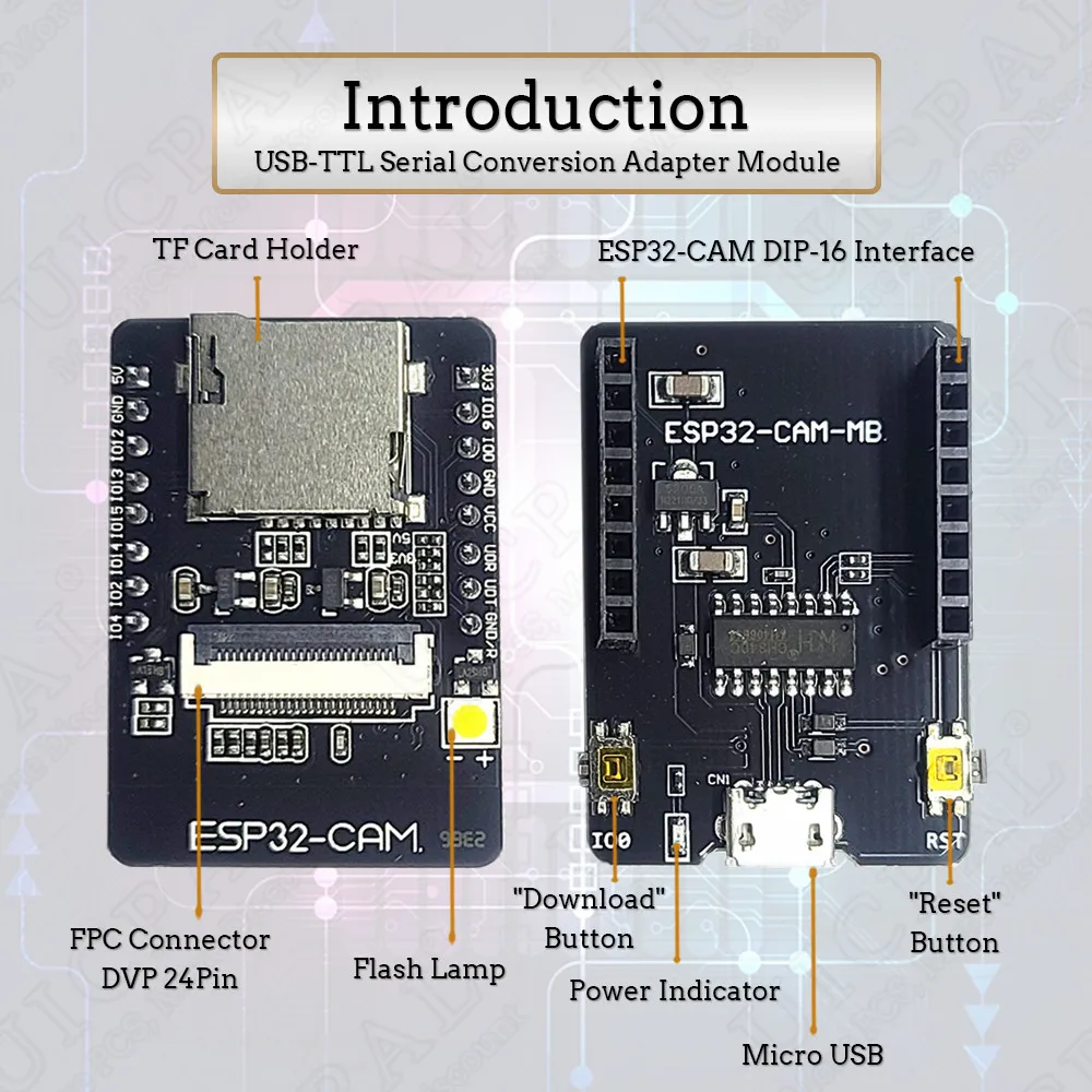 ESP32-CAM Kameramodul-Kit 2,4 GHz WLAN Bluetooth 8MB PSRAM OV2640 – Bild 2