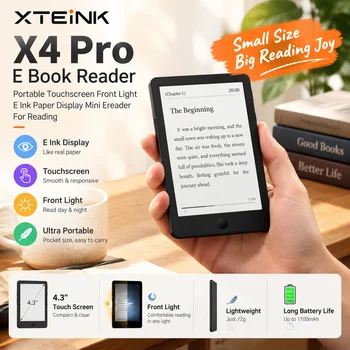 XTEINK X4 Pro E-Book-Reader, tragbarer Touchscreen mit Frontbeleuchtung, E-Ink-Papierdisplay, Mini-E-Reader