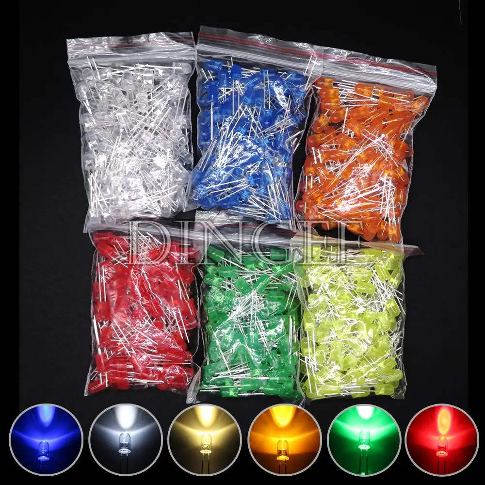 3mm 5mm LED Diode F3 F5 Sortiertes Kit Weiß Grün Rot Blau (100 Stück) – Bild 4