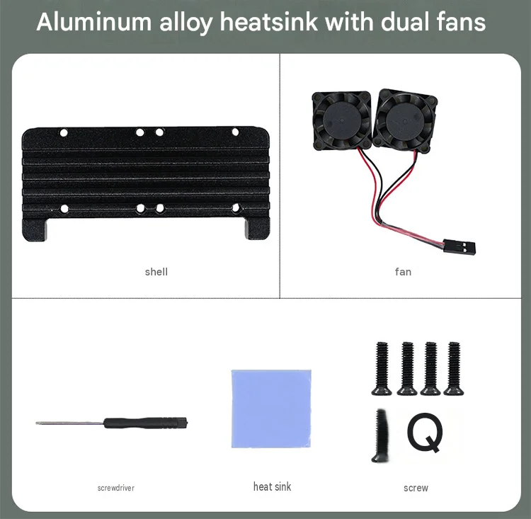 Radxa Cubie A7Z Kühlgehäuse aus Aluminiumlegierung mit zwei Lüftern – Bild 5