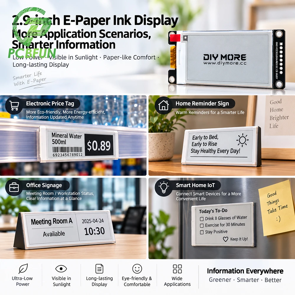 2,9 Zoll E-Paper E-Ink Display-Modul SSD1680Z 128×296 SPI Schwarz-Weiß – Bild 4