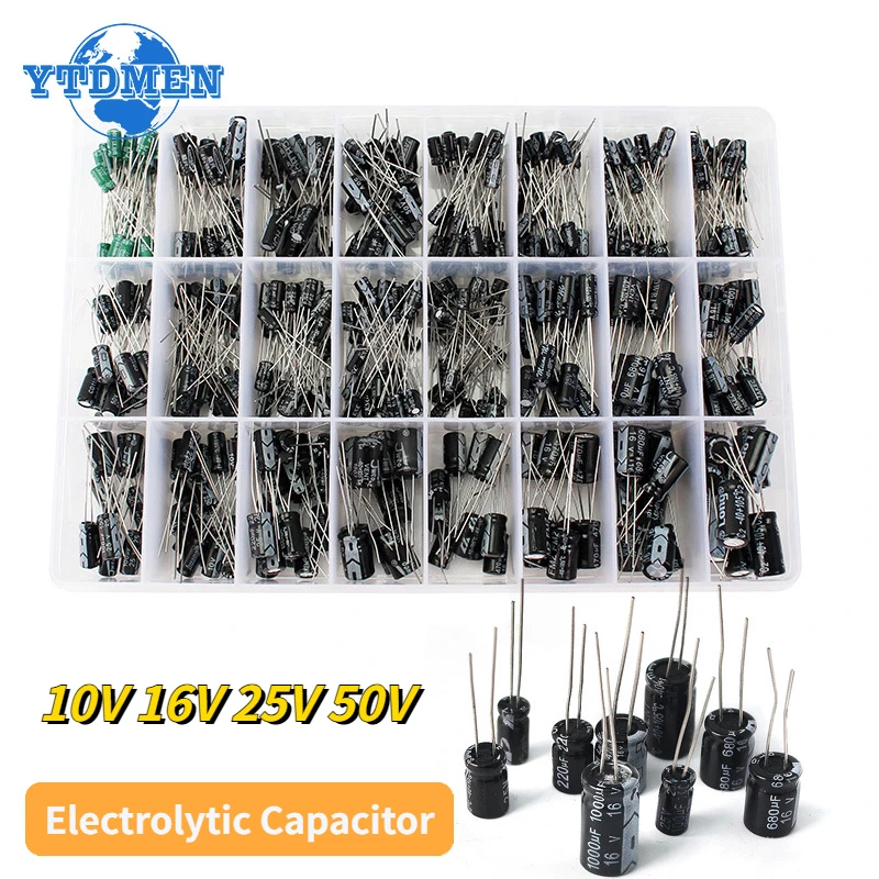 24 Werte Elektrolyt kondensator 0,1 uF-1000uF 10V 16V 25V 50V Mix Aluminium Elektrolyt (500 Stück)