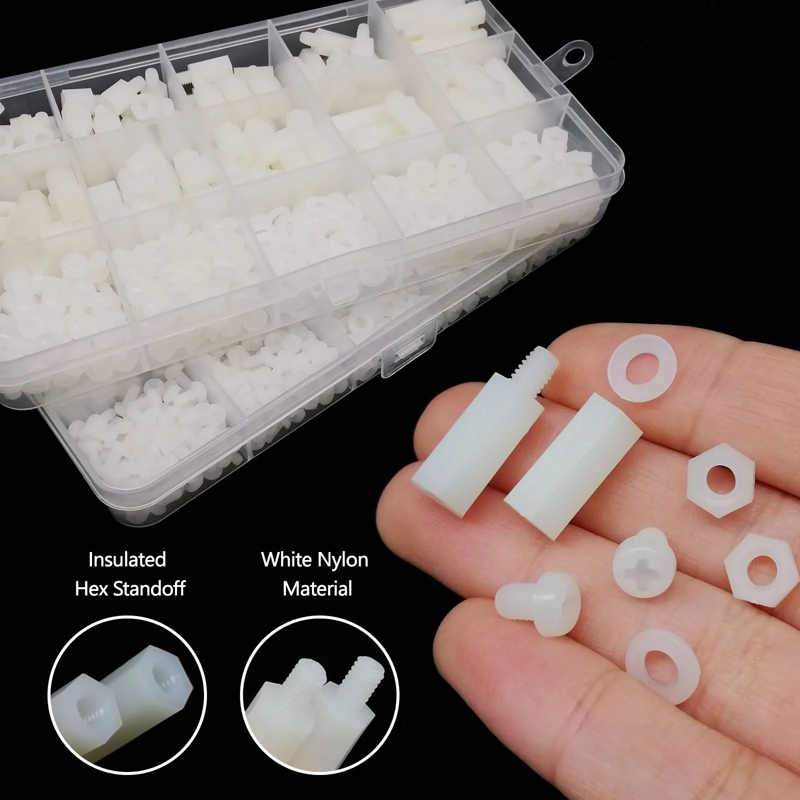 1 Box M2 M2,5 M3 M4 Weißer Kunststoff Nylon Isolierter – Bild 2