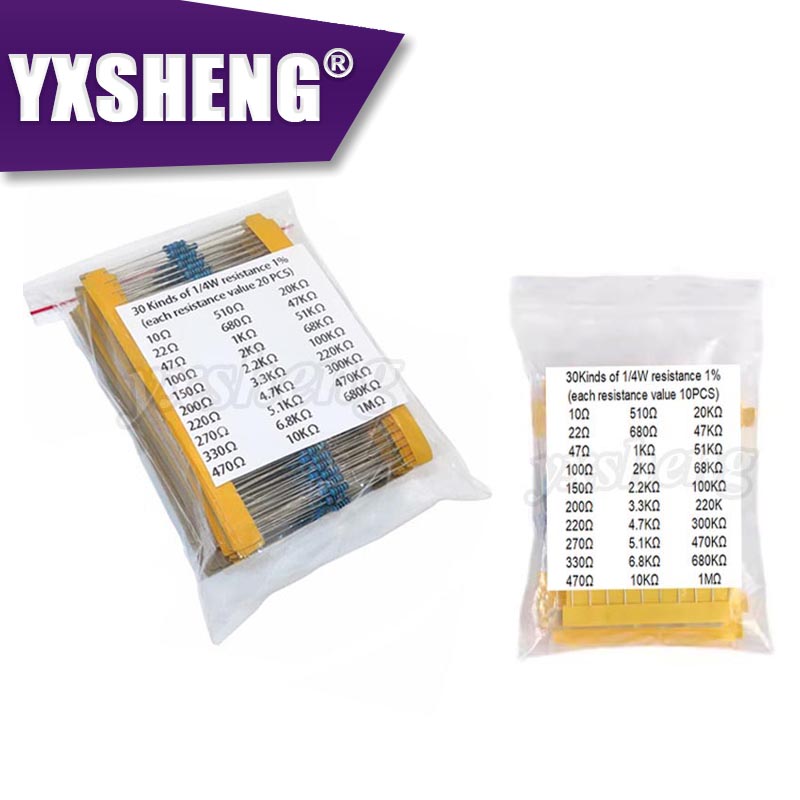30 Arten 1/4 W Widerstand 1 % Metall Film Widerstand Pack Assorted KIT – Bild 2