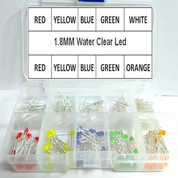 1,8 MM LED Sortiment Kit Primäre Wasser Klar Rot Blau Grün Gelb Orange Weiß DIY Diode Pack Sechs (200 Stück)