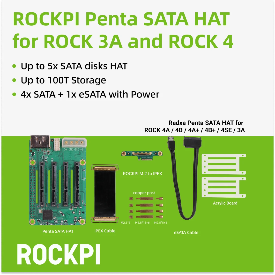 ROCKPI Penta SATA HAT - Bis zu 5x SATA-Scheiben HAT für Raspberry Pi 5 – Bild 2