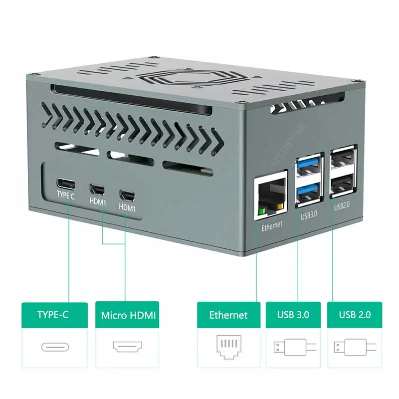 Raspberry Pi 5, Aluminium-Metallgehäuse mit Kühler, PWM-Lüfter – Bild 3