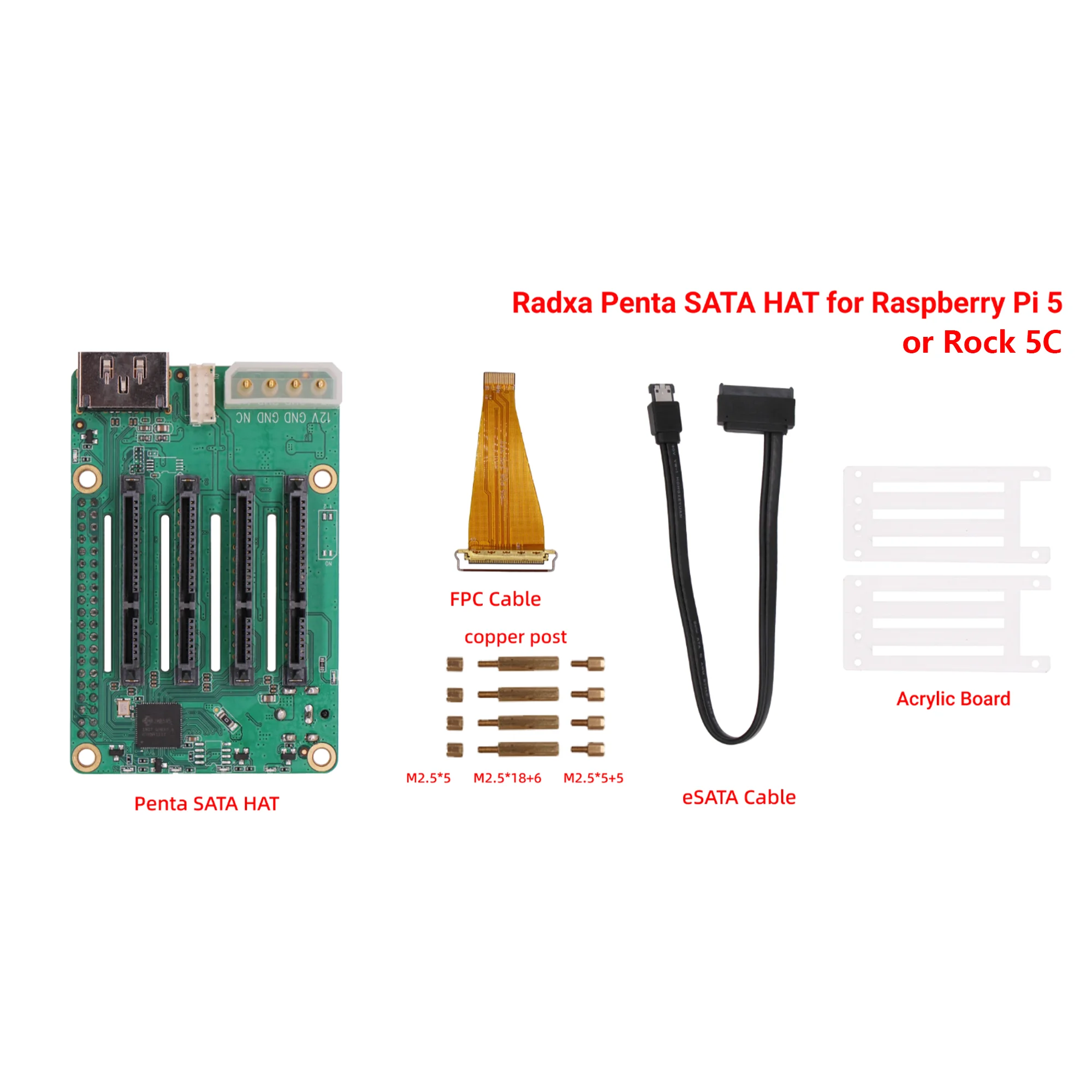 Penta SATA HAT TOP Board optional Radxa Penta SATA HAT für Raspberry – Bild 6