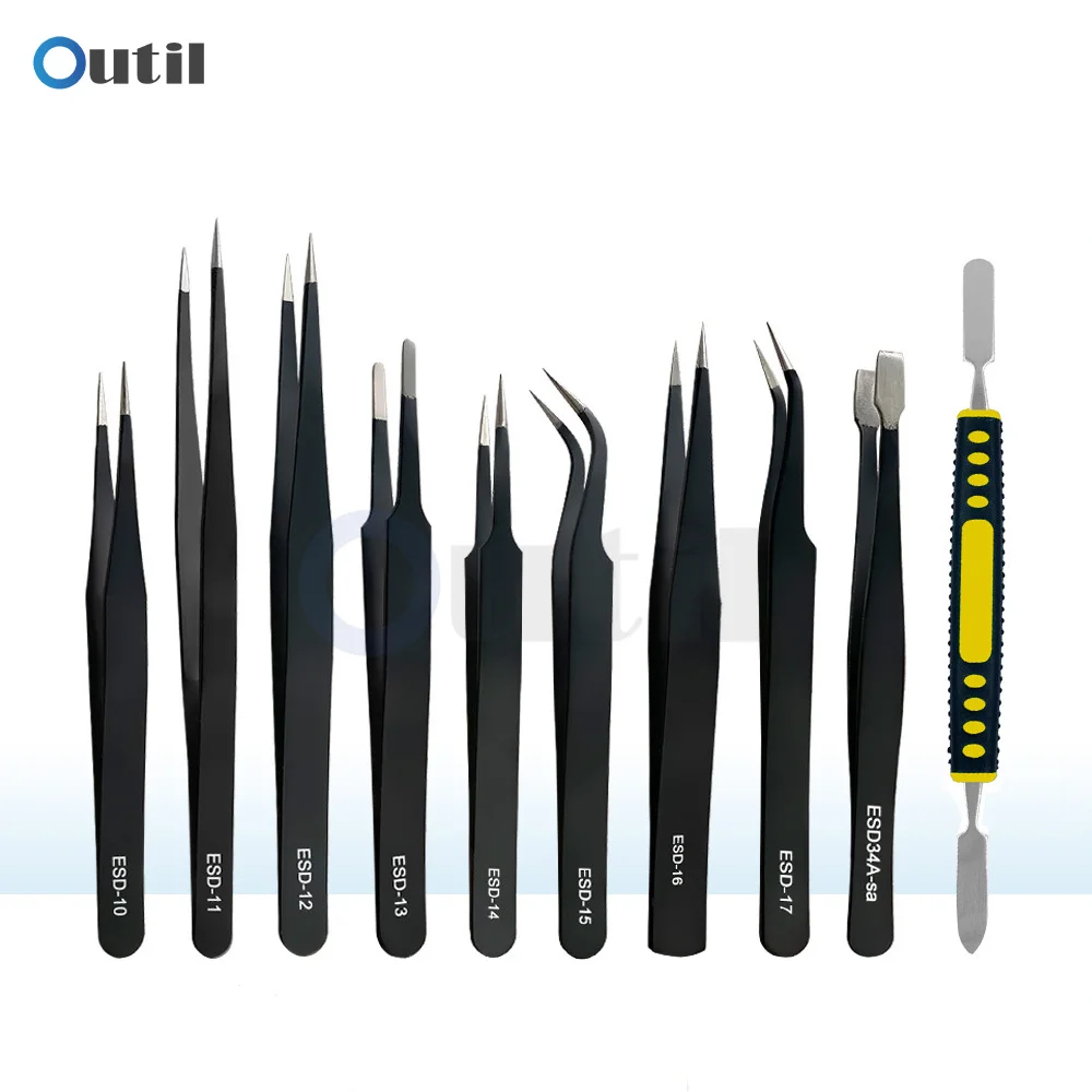 ESD Edelstahl Gerade Pinzette Set Anti-Statische Industrielle – Bild 3