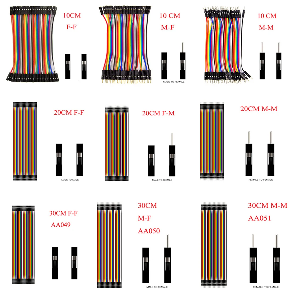 40-PIN 10CM 20CM 30CM Dupont-Kabel Stecker auf Stecker + Buchse auf Stecker und Buchse auf Buchse