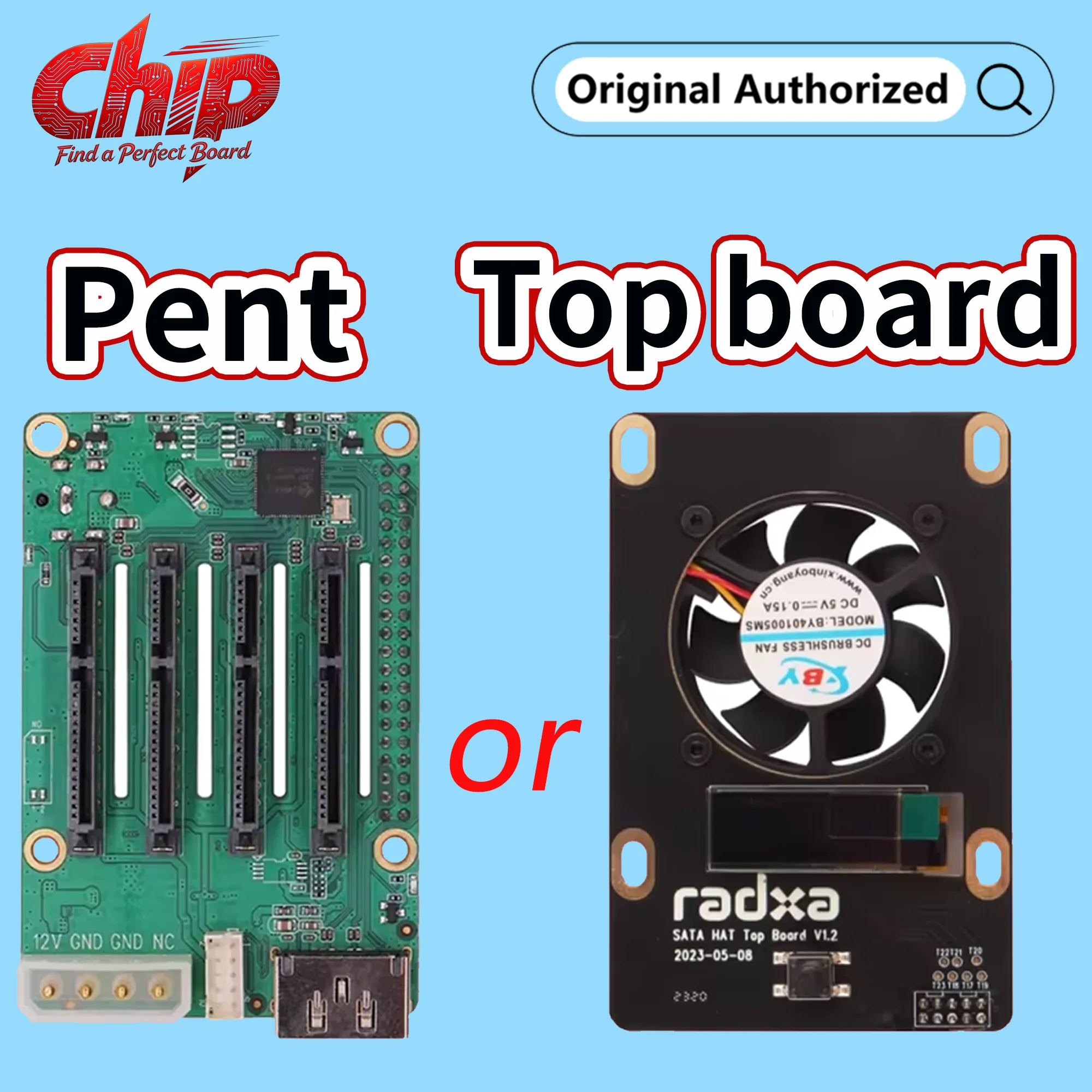 ROCKPI Penta SATA HAT - Bis zu 5x SATA-Laufwerke HAT für Raspberry Pi 5 und ROCK Pi SBCs Kits