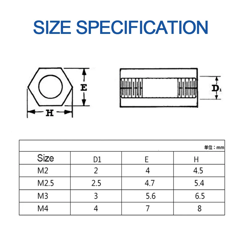M2 M2.5 M3 M4*L Schwarzer Nylon-Sechskant-Abstandshalter (50 Stück) – Bild 6