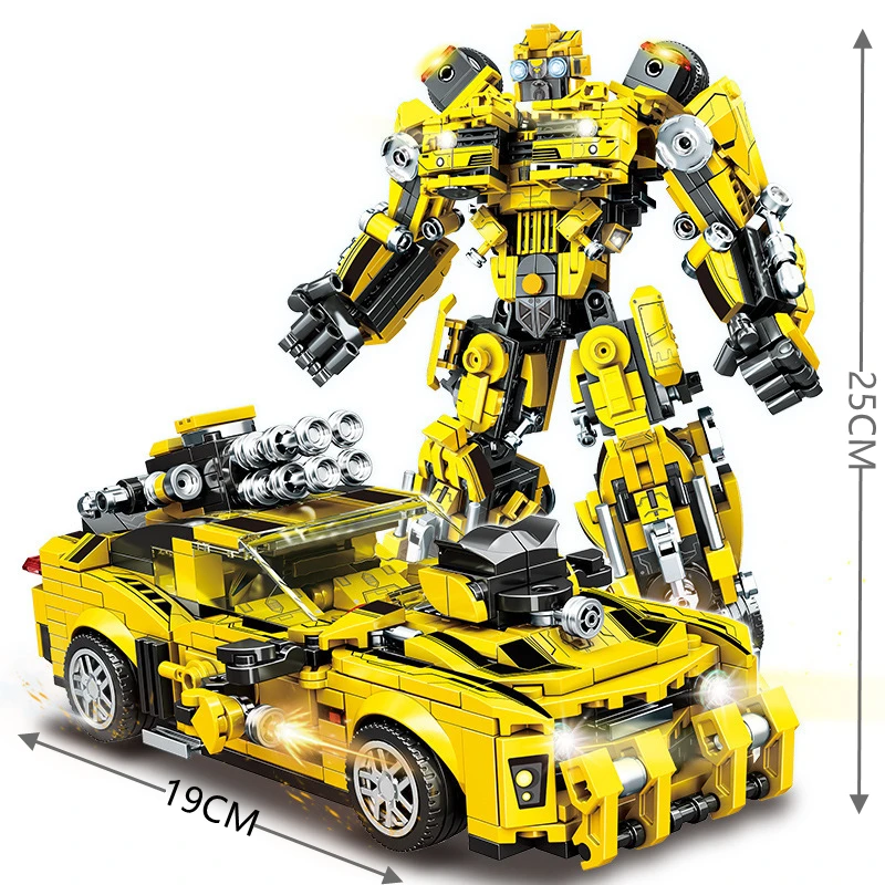 Transformierbares Roboter-Auto 2-in-1 Modellbausatz ABS-Bausteine Kreatives Bauspielzeug für Heimdekoration
