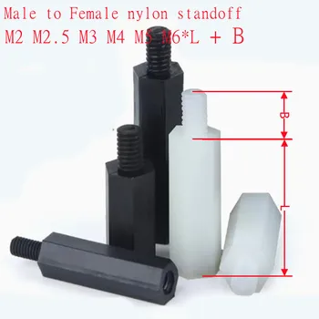 Nylon-Abstandshalter M2 M2.5 M3 M4*L+6 Weiß Schwarz PCB Nylon-Abstandssäule Kunststoff-Abstandsschrauben