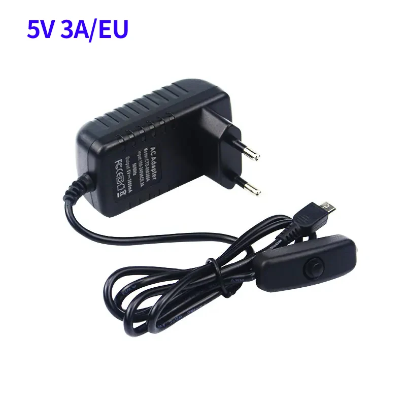 5 v 3a eu us au uk Netzteil adapter mit Schalter knopf Netzteil Ladegerät Micro-USB-Anschluss 5 V Volt