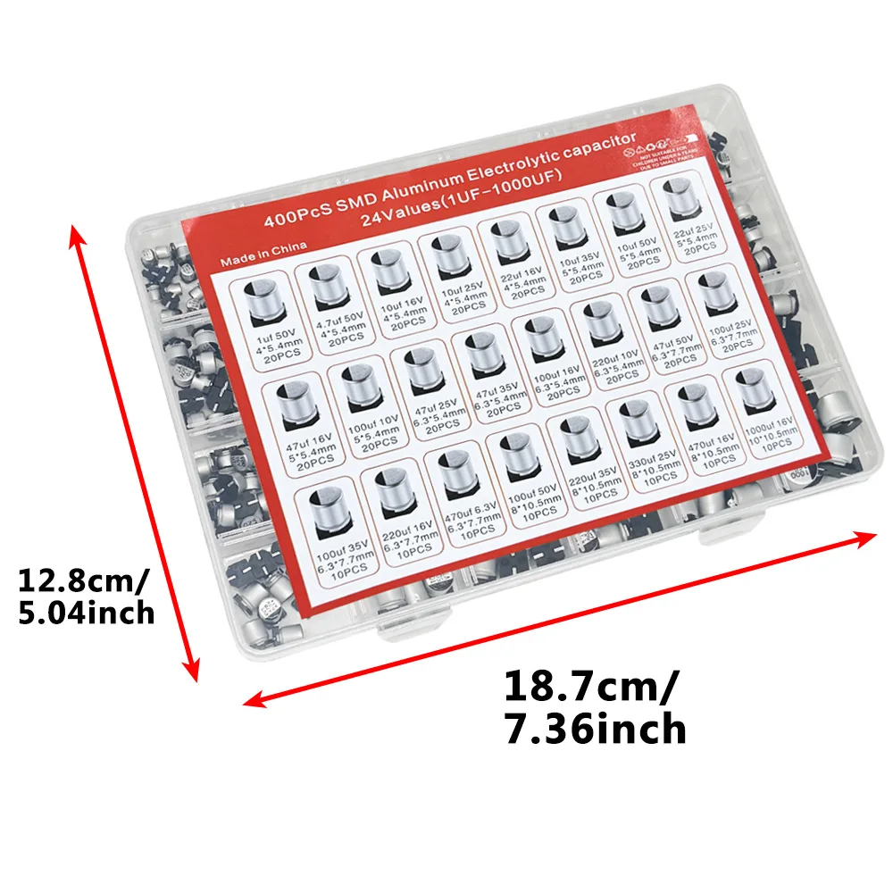Aluminium-Elektrolytkondensatoren SMD-Sortiment-Kit 400 Stück 24 Werte – Bild 5