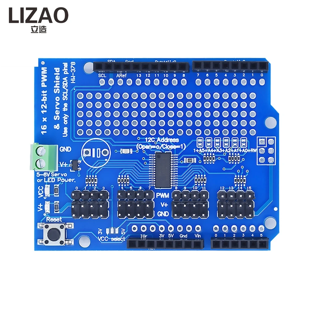 LIZAO 16-Kanal PCA9685 12-Bit PWM Servo-Motortreiber I2C – Bild 3