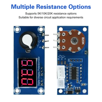 3-stelliges LED-Potentiometer, Einkanal-Drehpotentiometer, einstellbarer Widerstand 5K 10K 20K