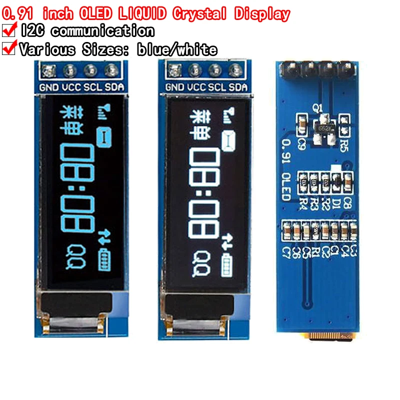 0,91 Zoll OLED-Anzeigemodul weiß/blau OLED 128 x 32 LCD-LED-Anzeige SSD1306 12864 0,91 IIC i2C Kommunikation