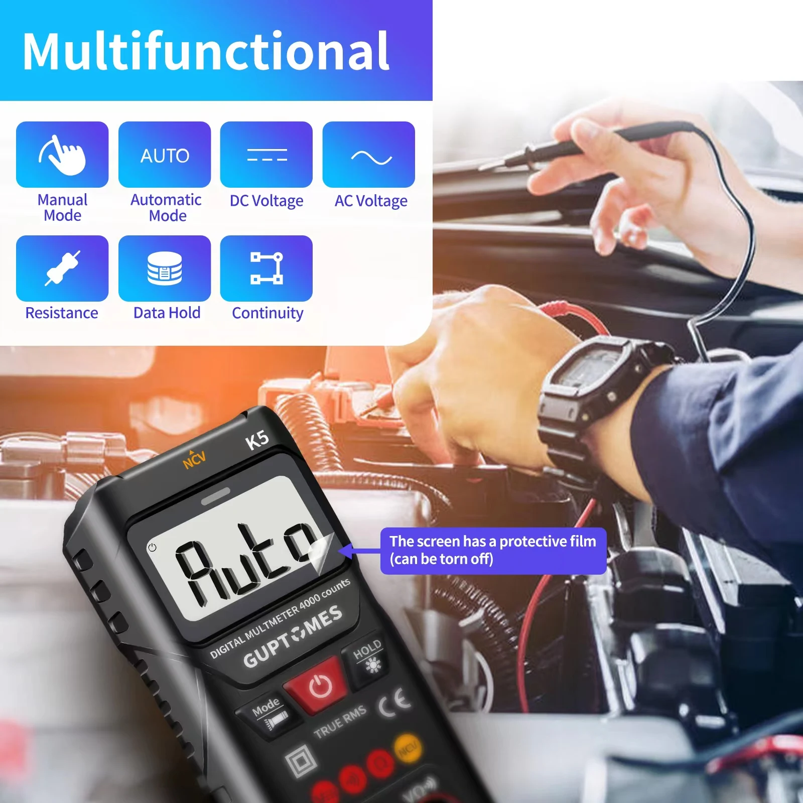 Digitalmultimeter 4000 Zähler-Voltmeter mit automatischem/manuellem – Bild 2