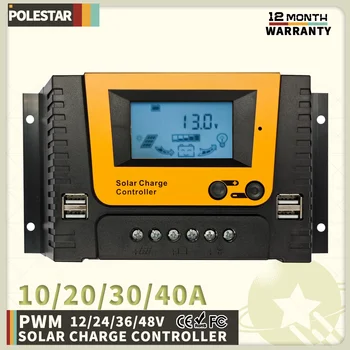 Polestar Solarladeregler 12 V 24 V 48 V 10 A 20 A 30 A 40 A Solarregler Solarpanel Batterieregler Dual USB