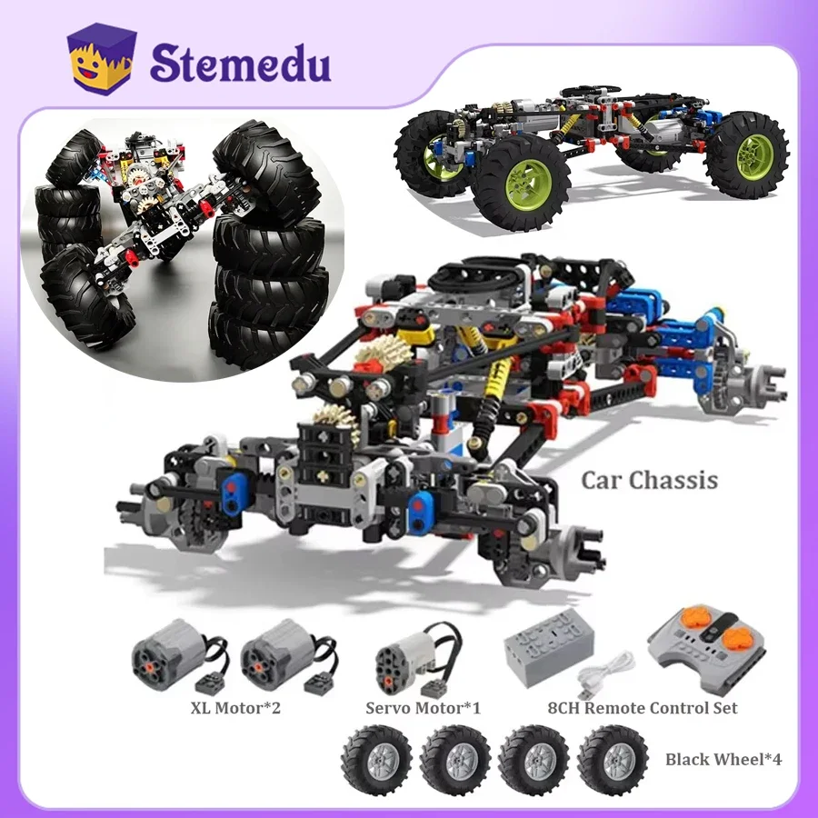 4WD RC-Car-Chassis, elektrischer Antrieb, Kletterauto, Geländewagen, technisch, mit Aufhängungsschocks, 8