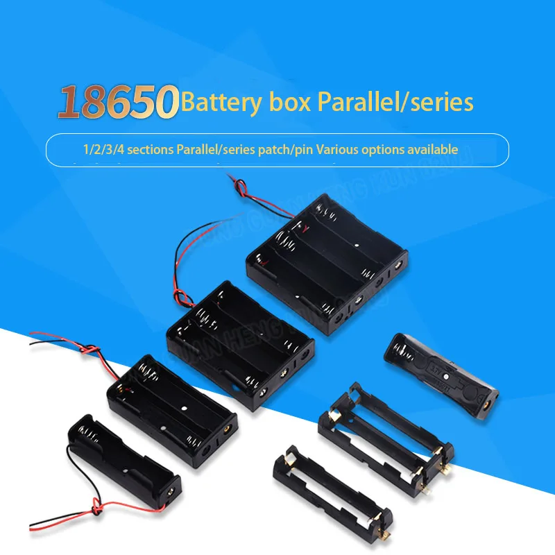 18650 Batteriehalter 1-4 Zellen Serie/Parallel mit 5,5 * 2,1 mm DC-Stecker Anti-Reverse ABS-Gehäuse