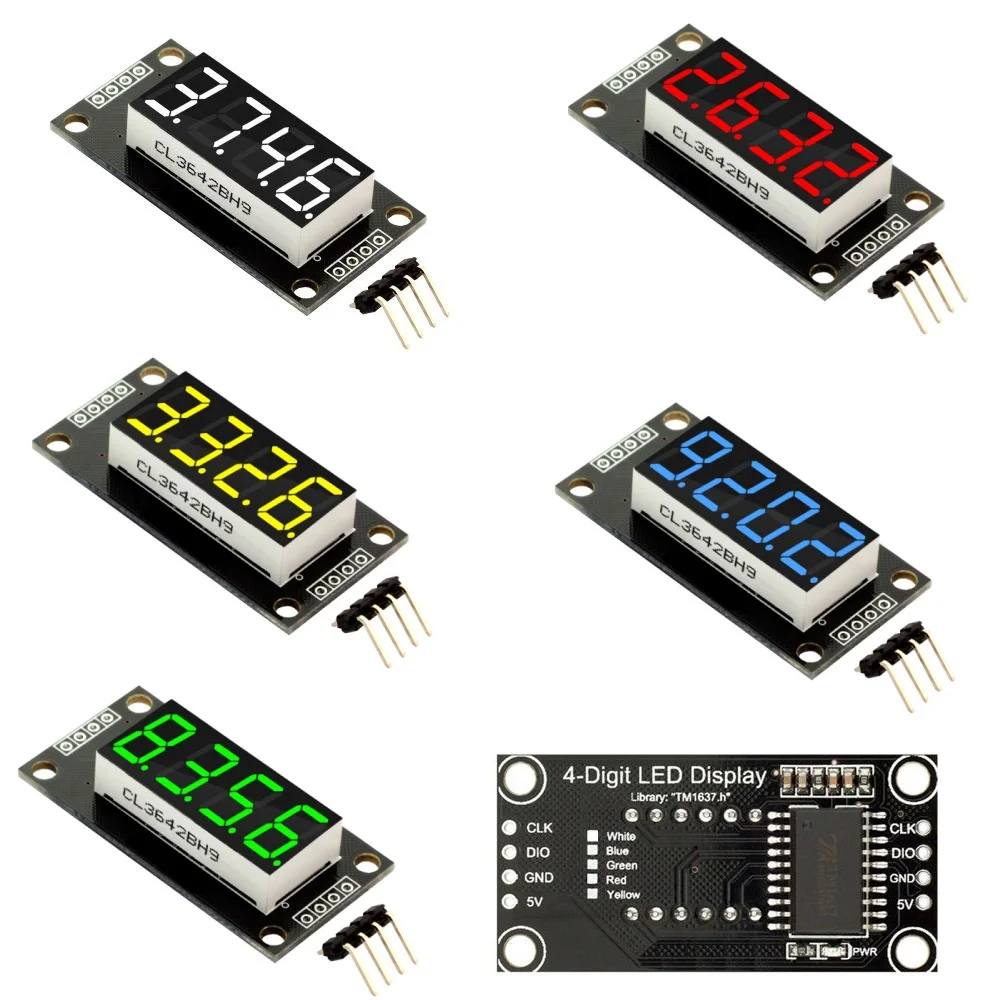 0,36 Zoll 0,36 Zoll 4-stelliges rot/grün/gelb/blau/weiß LED-Digitalanzeigeröhre Dezimal 7 Segmente