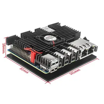 [ABJZ] Für Orange Pi 5 Plus Aluminiumgehäuse, aktiver passiver Metallkühler mit Lüfter, Kühlkörper