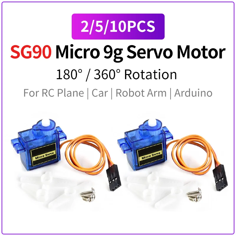 SG90 MG90S 9G Micro Servo Motor 5V 180 ° 360 ° Digitales Servo für Arduino RC Car Robot Arm DIY (2 Stück)