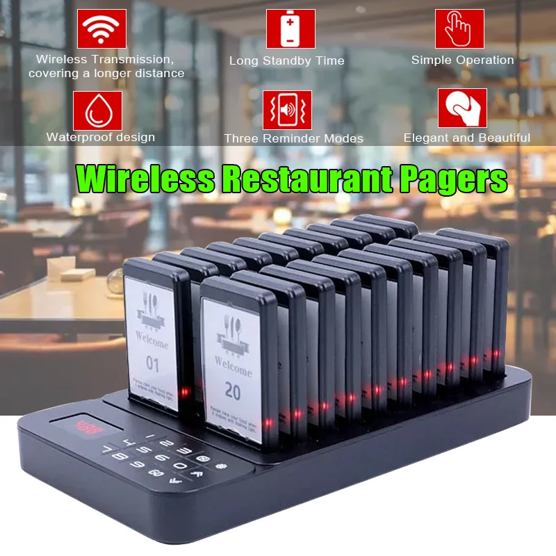 Drahtloser Restaurant-Summer-Pager, Vibrations-LED-Wartungssystem – Bild 2