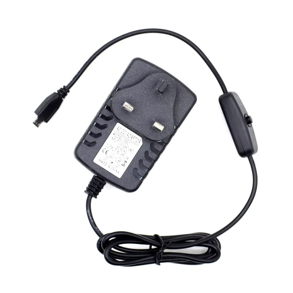 Power Micro USB Versorgung 5V3A mit Schalter Micro USB Adapter für Raspberry Pi 4/3B + Modell B + plus