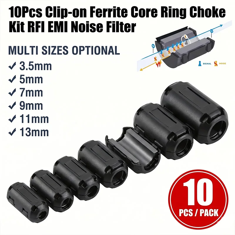 RFI EMI Störfilter Clip-on Ferritkernfilter zum Umclipsen (10 Stück) – Bild 6
