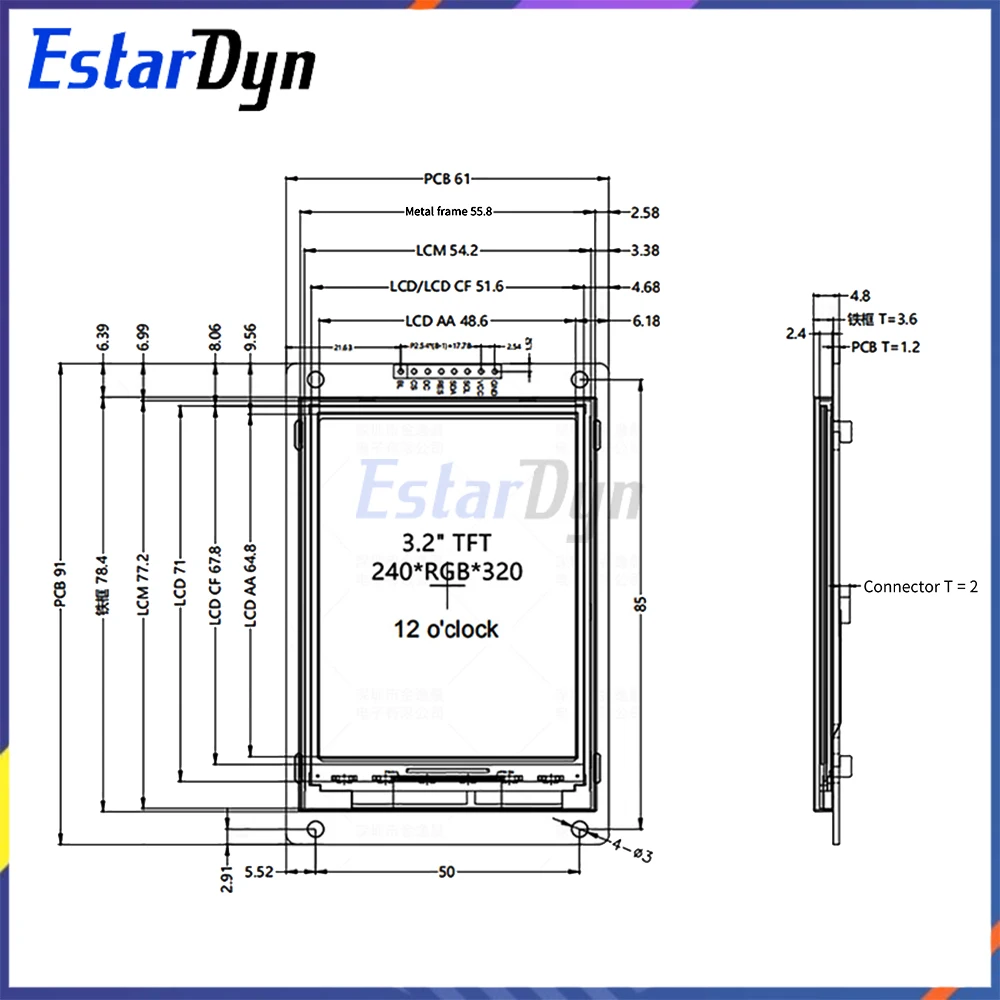 3,2 Zoll 240x320 TFT LCD Display Modul SPI-Schnittstelle ST7789 – Bild 4
