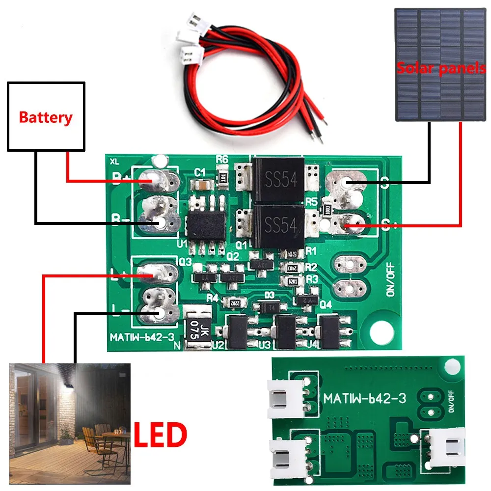 Automatische Solar Panel Batterie Ladegerät Board Nachtlicht LED Lampe Control Schalter Batterie Ladegerät